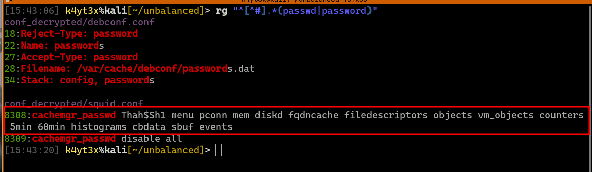 Squid cache manager password found with grep