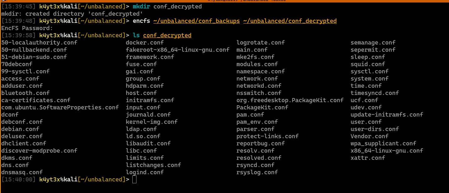 Decrypting and mounting the EncFS file system