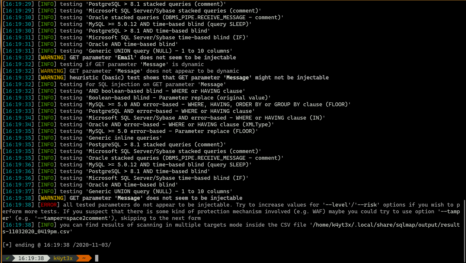 sqlmap is unable to find any working payloads